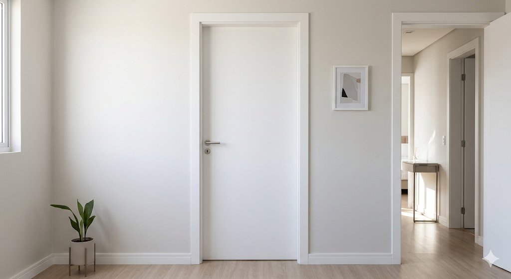 Kit porta Inhodin Wood instalado em sala